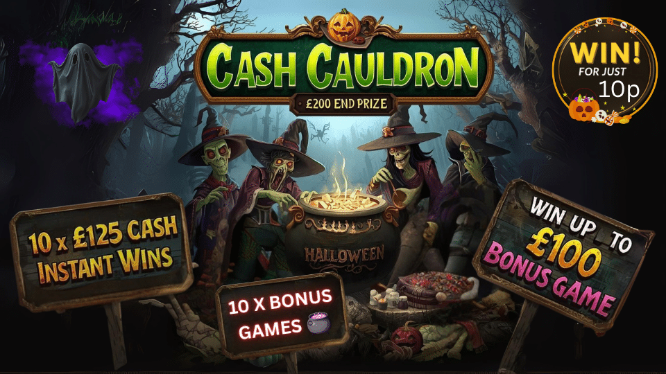 Cash Cauldron🦇£200 End🦇10 x £125 Cash Instants🦇10 x Bonus Games