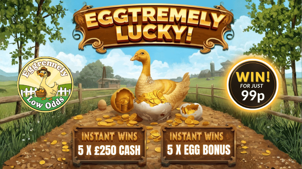 🥚🍀 EGGTREMELY LUCKY 🍀🥚5 x £250 CASH 💰5 x BONUS GAMES