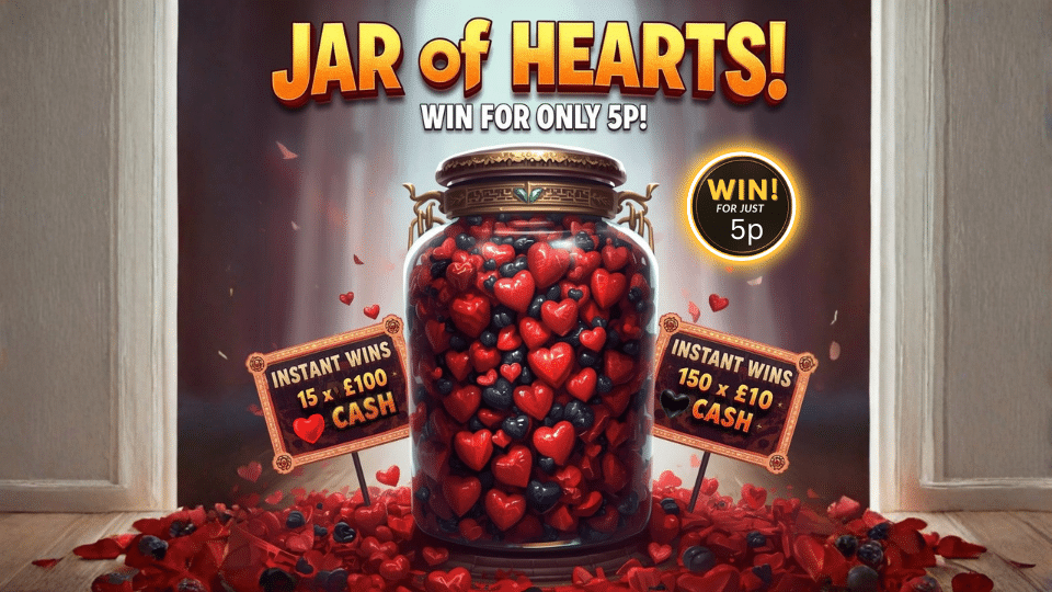 💖 JAR OF HEARTS 💖15 x £150 Instants + 150 x £10 Instants💖£100 End Prize
