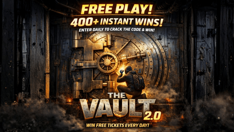 THE VAULT 2.0 🔐🔥 2 FREE Tickets Daily 🎟️ 1500+ Instant Wins 💥JAN 2026📅