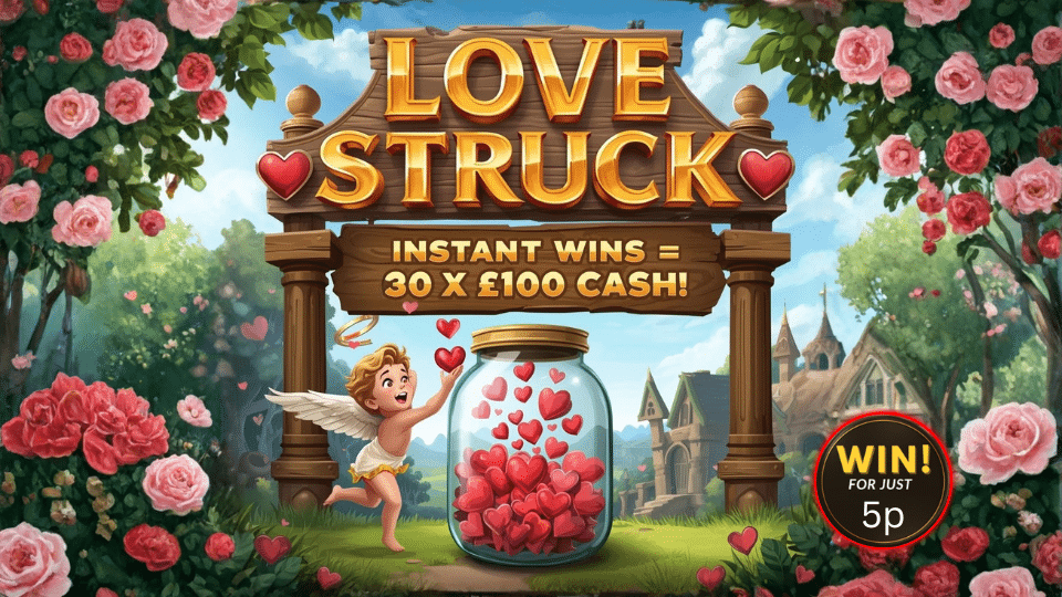 Love Struck! ❤️ 30 X £100 CASH Instant Wins To Find! £200 End Prize!