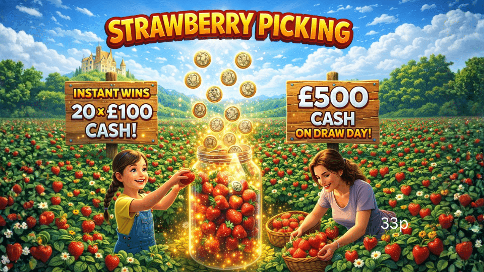 Strawberry Picking 🍓🍓 £500 End Prize 💷✨20 x £100 Cash Instant Wins 💥🔥🍓