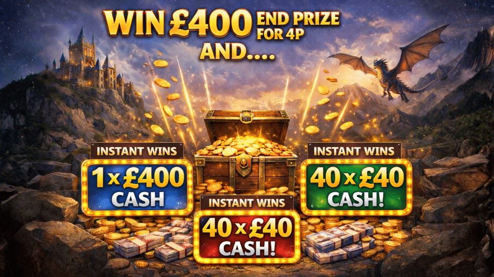 Win £400 for 4p 💷✨ £400 End Prize + 81 Cash Instant Wins 🔥🎟️ONLY 4p😱
